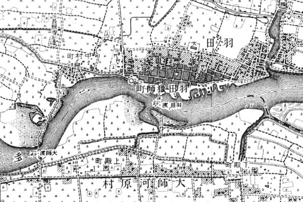 多摩川【羽田赤煉瓦堤防】旧版地形図(明治 41 年発行)