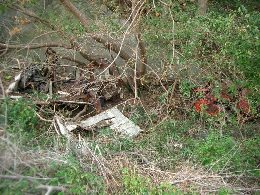 ラサ工業田老鉱山跡【鍬ケ崎鉱石貯蔵施設跡】平場の廃自動車