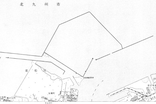 響灘沈艦護岸(軍艦防波堤)【柳(初代)】旧版地形図(昭和 37 年発行)