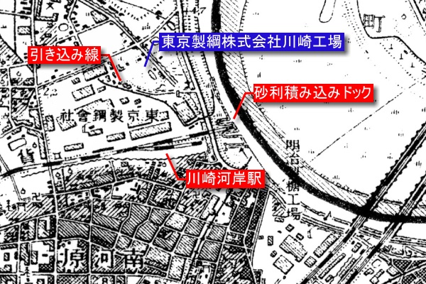 JR 東日本南武線貨物支線跡【矢向～川崎河岸】旧版地形図(昭和 7 年発行)