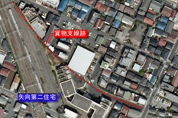 JR 東日本南武線貨物支線跡【矢向～川崎河岸】航空写真(Bing Maps)