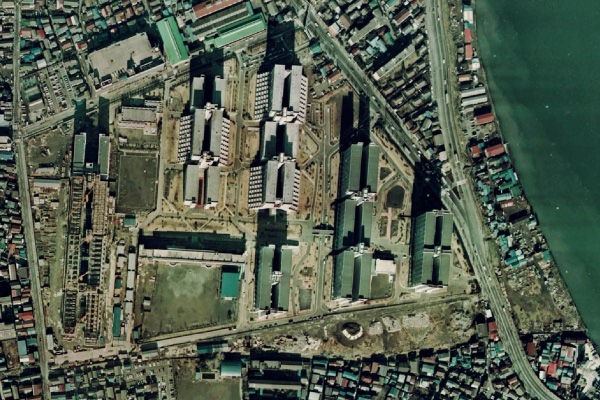 JR 東日本南武線貨物支線跡【矢向～川崎河岸】航空写真(昭和 49 年度撮影)