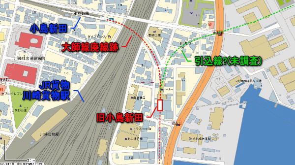 京浜急行電鉄大師線廃止区間【小島新田～桜本】調査対象区間旧版地形図