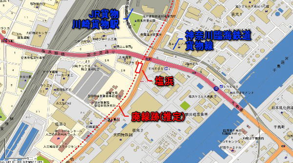 京浜急行電鉄大師線廃止区間【小島新田～桜本】塩浜～入江崎道路地図