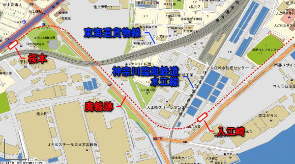 京浜急行電鉄大師線廃止区間【小島新田～桜本】入江崎～桜本道路地図