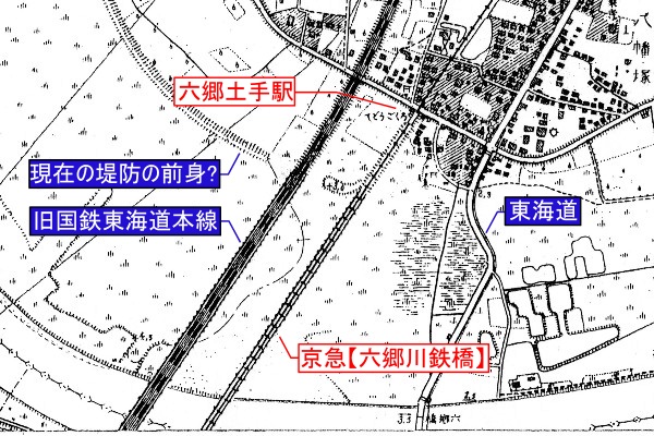 京浜急行電鉄本線旧線【六郷土手～京急川崎】旧版地形図(1/10,000 蒲田 T12/10/10)