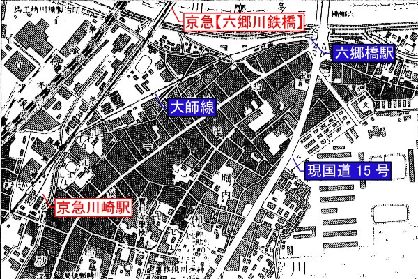 京浜急行電鉄本線旧線【六郷土手～京急川崎】旧版地形図(1/10,000 川崎 S06/02/28)