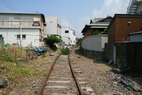 紀州鉄道線廃止区間【西御坊～日高川】 第二巻(西御坊～日の出紡績)西御坊先カーブ付近より西御坊方面を望む