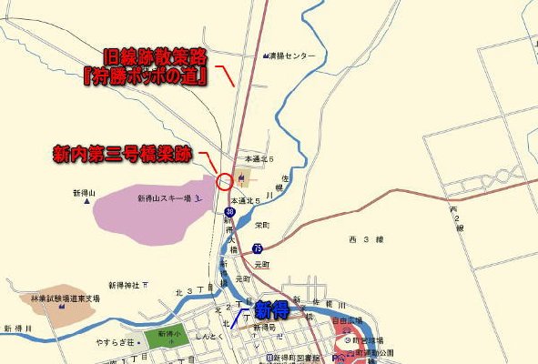 JR 北海道根室本線旧線【新得～狩勝峠付近】新得～旧新内道路地図