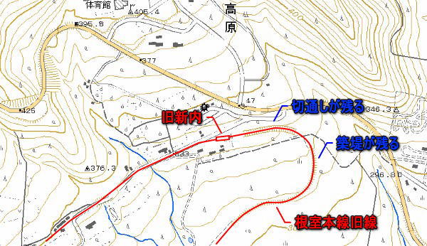 JR 北海道根室本線旧線【新得～狩勝峠付近】旧新内駅地形図