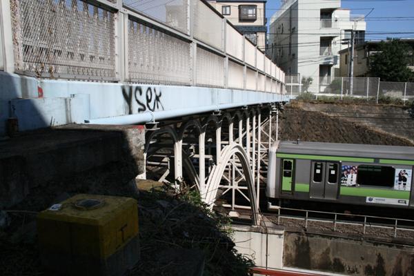 JR 東日本山手線(目黒～恵比寿)【白金桟道橋】全景