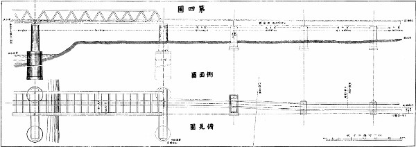 JR 東日本旧新鶴見操車場構内【江ヶ崎跨線橋】旧日本鉄道本線荒川橋梁略図(荒川鉄橋建築工事報告第二)