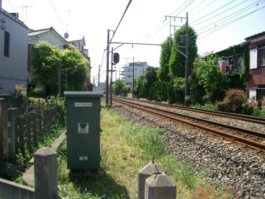 東京急行電鉄東急多摩川線旧線【矢口渡～蒲田】分岐点より多摩川方面を望む