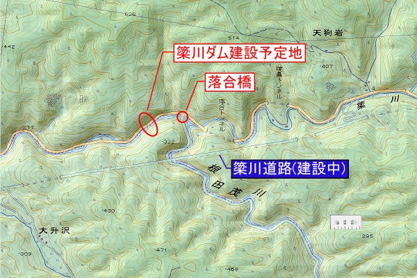 岩手県道 43 号盛岡大迫東和線【落合橋】地形図