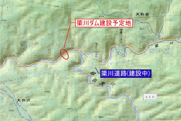 国道 106 号【簗川ダム建設予定地】地形図